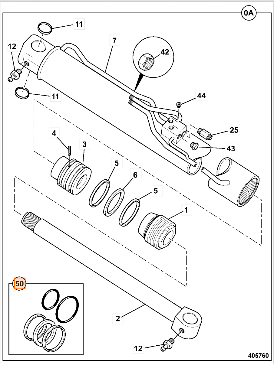 Ремкомплект гидроцилиндра JCB (OEM) 991/00115P