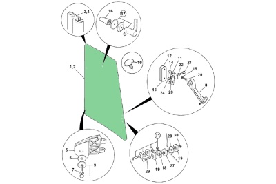 Стекло боковое правое JCB 3CX/4CX (Р21) 827/80249