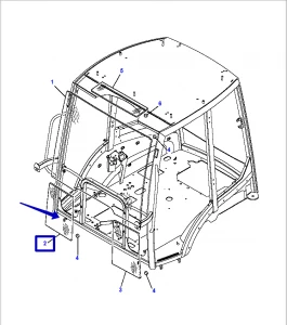 Стекло лобовое нижнее правое Komatsu (WB93R-5/WB93S-5) 42N-54-13320