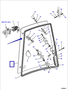 Стекло боковое правое Komatsu (WB93R-5/WB93S-5/WB97R-5/WB97S-5) 42N-54-15120